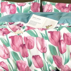 Lenjerie Bumbac Finet 1 Persoana Rosa Tulips Lenjerie Bumbac Finet 1 Persoana Rosa Tulips