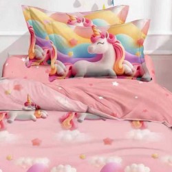 Lenjerie Bumbac Finet cu Elastic 1 Persoana Sleepy Unicorn Lenjerie Bumbac Finet cu Elastic 1 Persoana Sleepy Unicorn