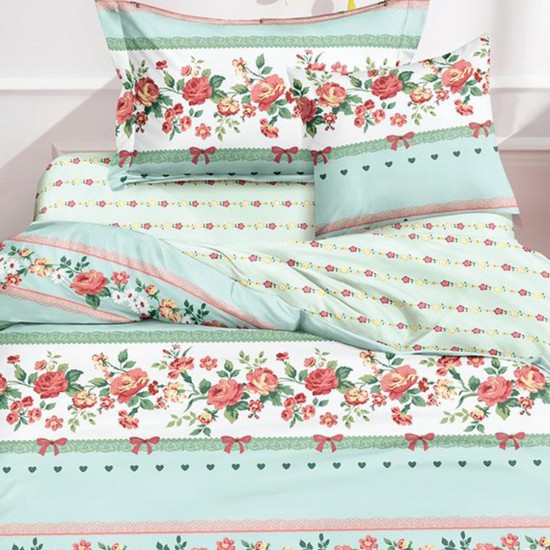 Lenjerie Bumbac Finet cu Elastic 1 Persoana Heather