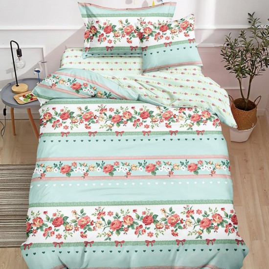 Lenjerie Bumbac Finet cu Elastic 1 Persoana Heather