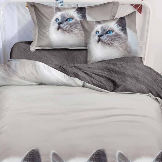 Lenjerie Bumbac Finet cu Elastic 1 Persoana Kitty Lenjerie Bumbac Finet cu Elastic 1 Persoana Kitty