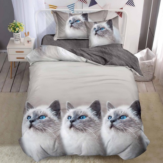 Lenjerie Bumbac Finet cu Elastic 1 Persoana Kitty Lenjerie Bumbac Finet cu Elastic 1 Persoana Kitty