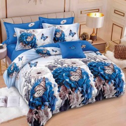 Lenjerie de pat cu Elastic Bumbac Finet 6 Piese Cassy