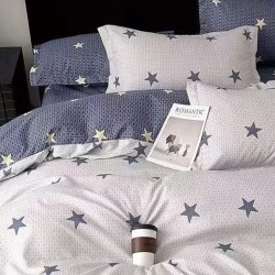 Lenjerie de pat cu Elastic Bumbac Finet 6 Piese King Stars Lenjerie de pat cu Elastic Bumbac Finet 6 Piese King Stars