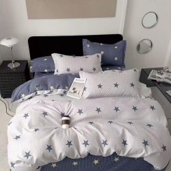 Lenjerie de pat cu Elastic Bumbac Finet 6 Piese King Stars