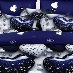 Lenjerie de pat cu Elastic Bumbac Finet 6 Piese Stone Hearts Lenjerie de pat cu Elastic Bumbac Finet 6 Piese Stone Hearts