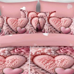 Lenjerie de pat cu Elastic Bumbac Finet 6 Piese Puff Heart Lenjerie de pat cu Elastic Bumbac Finet 6 Piese Puff Heart