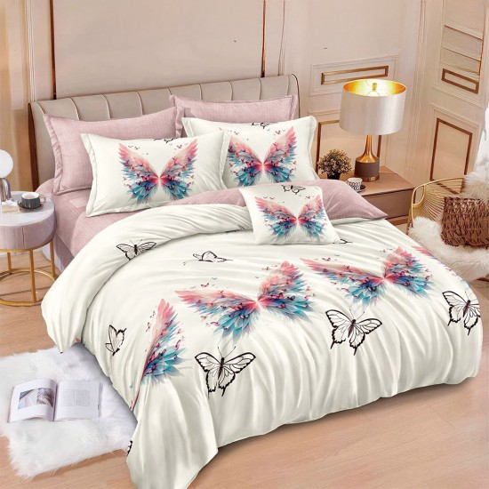Lenjerie de pat cu Elastic Bumbac Finet 6 Piese Serra Lenjerie de pat cu Elastic Bumbac Finet 6 Piese Serra