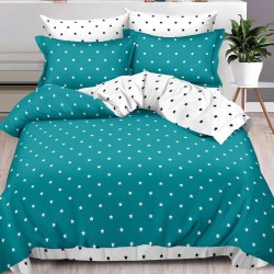 Turquoise Lenjerie de pat cu Elastic Bumbac Finet 6 Piese