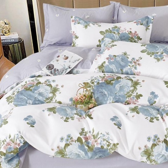 Lenjerie de pat cu Elastic Bumbac Finet 6 Piese Evona