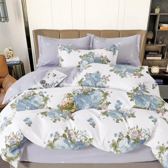 Lenjerie de pat cu Elastic Bumbac Finet 6 Piese Evona