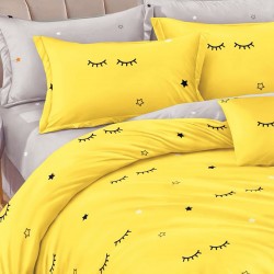 Lenjerie de pat cu Elastic Bumbac Finet 6 Piese Yellow  