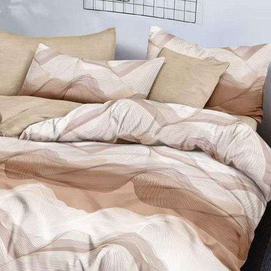 Lenjerie de pat cu Elastic Bumbac Finet 6 Piese Maranta