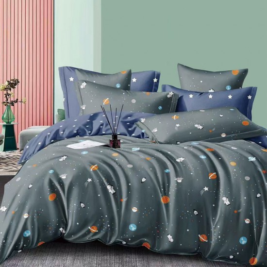 Lenjerie de pat cu Elastic Bumbac Finet 6 Piese Cosmos Lenjerie de pat cu Elastic Bumbac Finet 6 Piese Cosmos