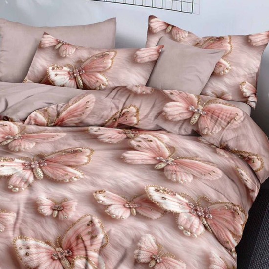 Lenjerie de pat cu Elastic Bumbac Finet 6 Piese Fluturi