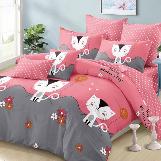 Kitty Kat Lenjerie de pat cu Elastic Bumbac Finet 6 Piese