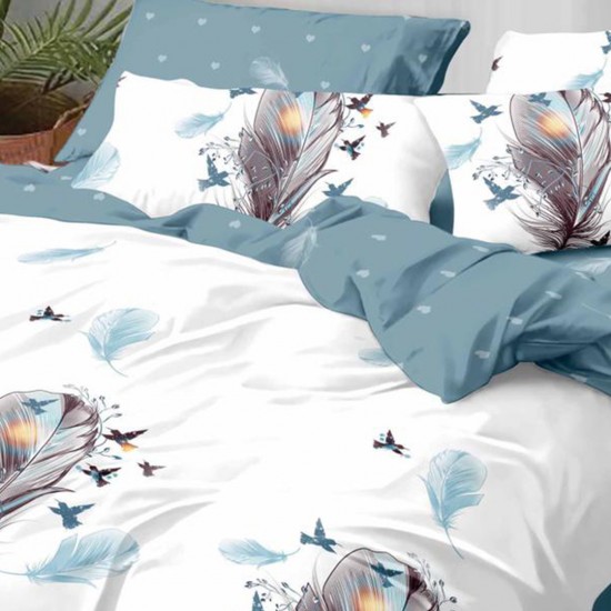 Lenjerie de pat Bumbac Finet 6 Piese GRATIS Bird Feather