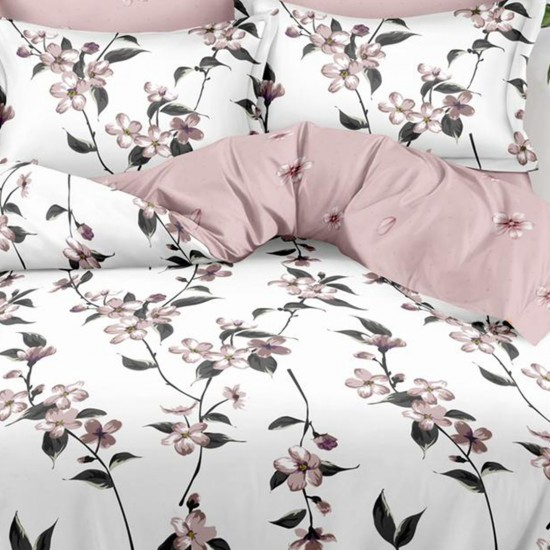 Lenjerie de pat cu Elastic Bumbac Finet 6 Piese Pink