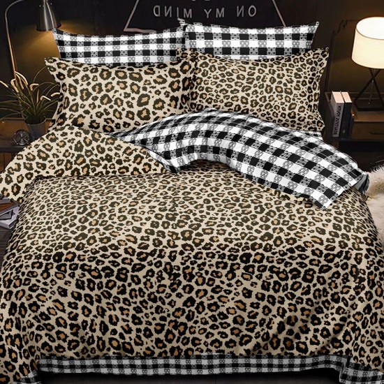 Lenjerie de pat cu Elastic Bumbac Finet 6 Piese Animal Print