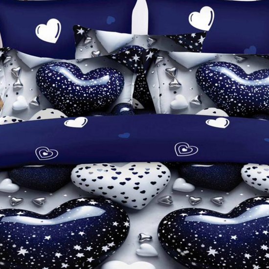 Lenjerie de pat Bumbac Finet 6 Piese Stone Hearts