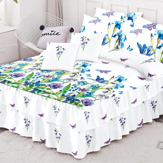 Lenjerie Bumbac Finet cu Volanase 6 piese Angela