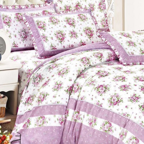 Lenjerie Bumbac Finet cu Volanase 4 Piese Felicia