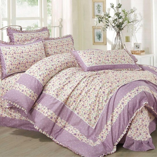 Lenjerie Bumbac Finet cu Volanase 4 Piese Clare