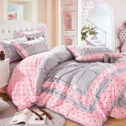 Lenjerie Bumbac Finet cu Volanase 4 Piese Rosa