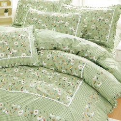 Lenjerie Bumbac Finet cu Volanase 4 Piese Valeria