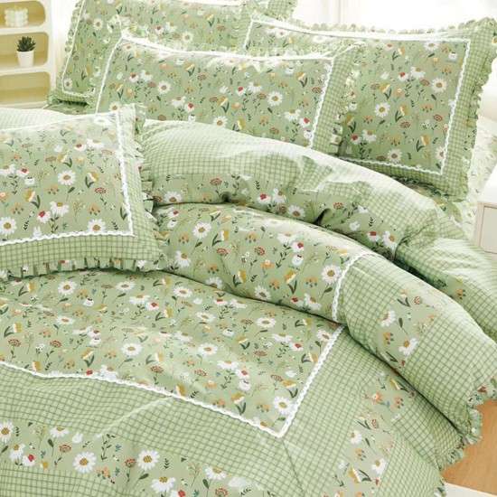 Lenjerie Bumbac Finet cu Volanase 4 Piese Valeria