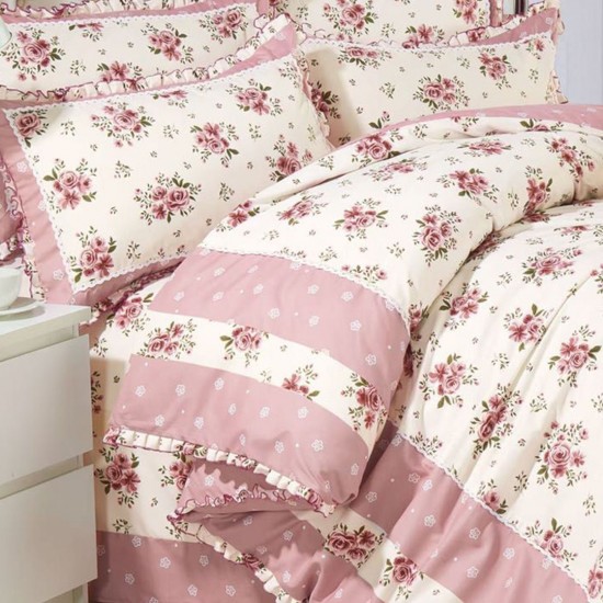 Lenjerie Bumbac Finet cu Volanase 4 Piese Dora Lenjerie Bumbac Finet cu Volanase 4 Piese Dora