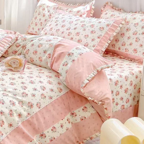 Lenjerie Bumbac Finet cu Volanase 4 Piese Dia