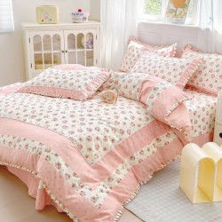 Lenjerie Bumbac Finet cu Volanase 4 Piese Dia