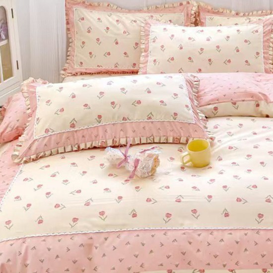 Lenjerie Bumbac Finet cu Volanase 4 Piese Isobel