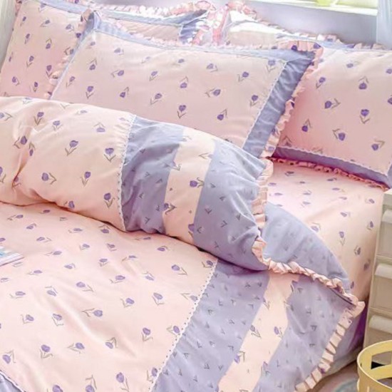 Lenjerie Bumbac Finet cu Volanase 4 Piese Valeria