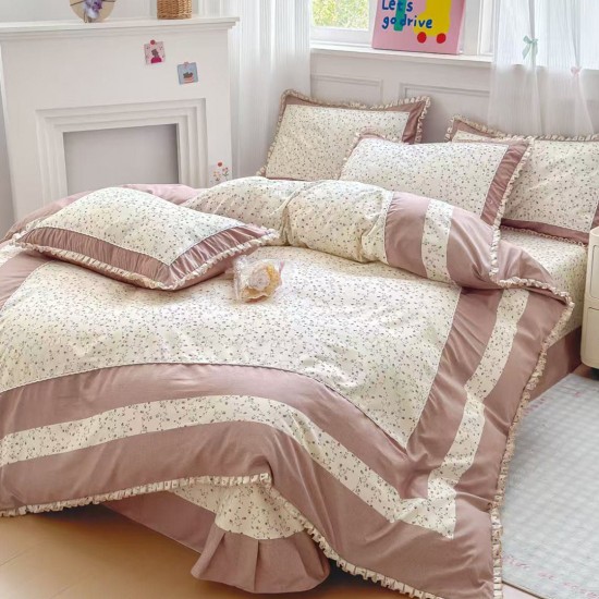 Lenjerie Bumbac Finet cu Volanase 4 Piese Stella