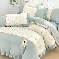 Lenjerie Bumbac Finet cu Volanase 4 Piese Bianca