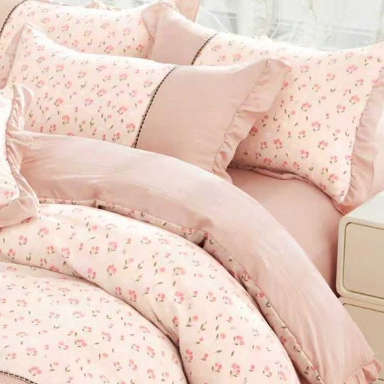 Lenjerie Bumbac Finet cu Volanase 4 Piese Celina