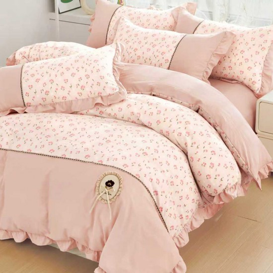 Lenjerie Bumbac Finet cu Volanase 4 Piese Celina