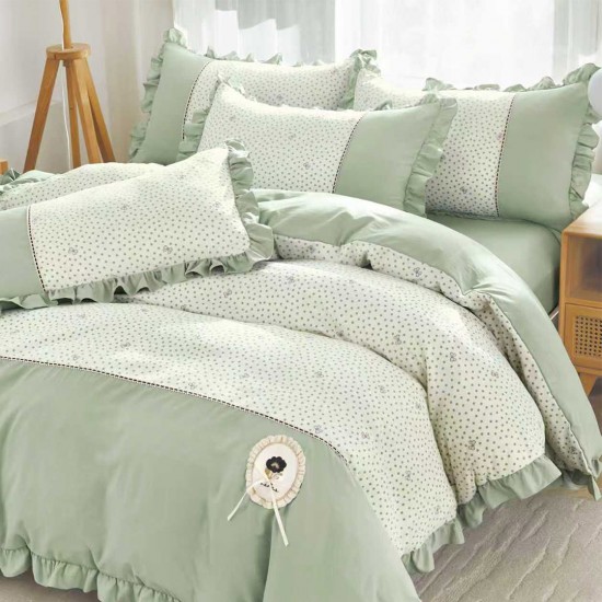 Lenjerie Bumbac Finet cu Volanase 4 Piese Ariana