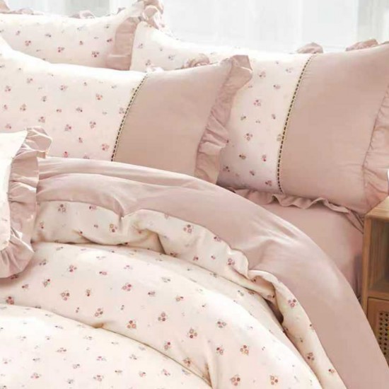 Lenjerie Bumbac Finet cu Volanase 4 Piese Dalia