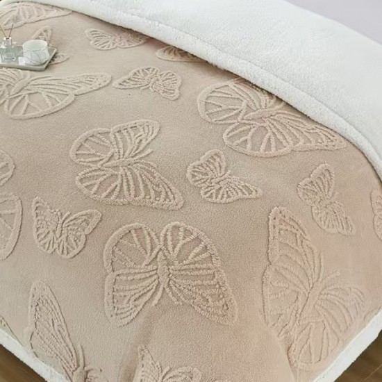 Patura Cocolino cu Blanita Fluturi Bej Nude Patura Cocolino cu Blanita Fluturi Bej Nude