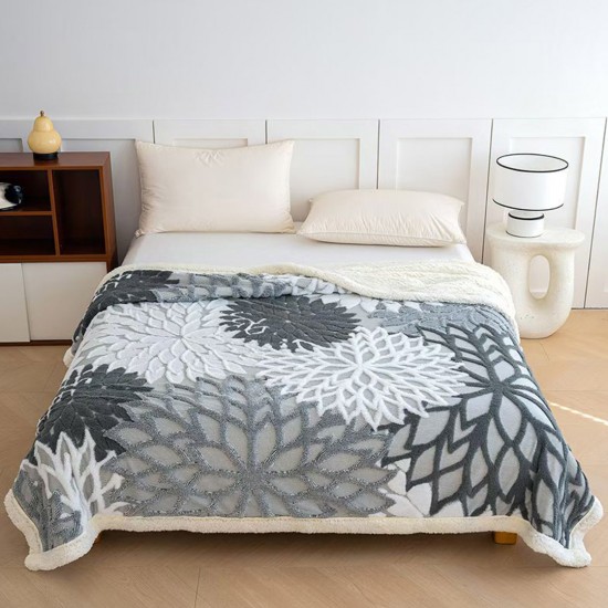 Patura Cocolino cu Blanita Mandala Gri Antracit Patura Cocolino cu Blanita Mandala Gri Antracit