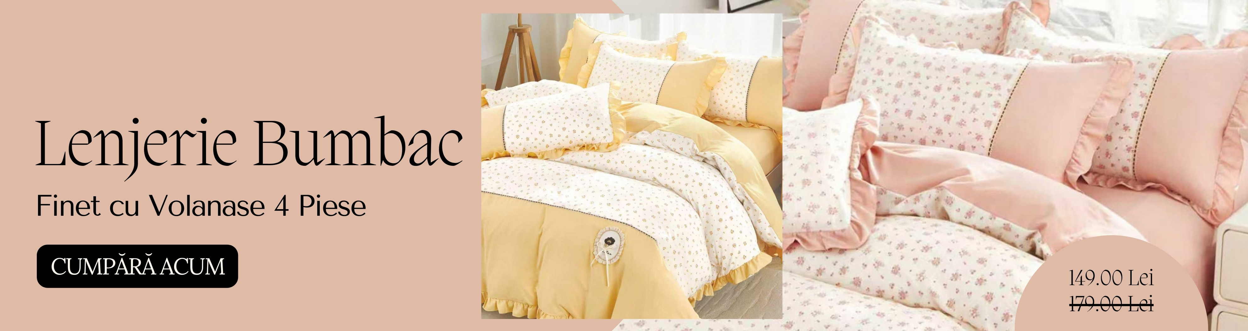 Lenjerii de Lux Bumbac Finet cu Volanase